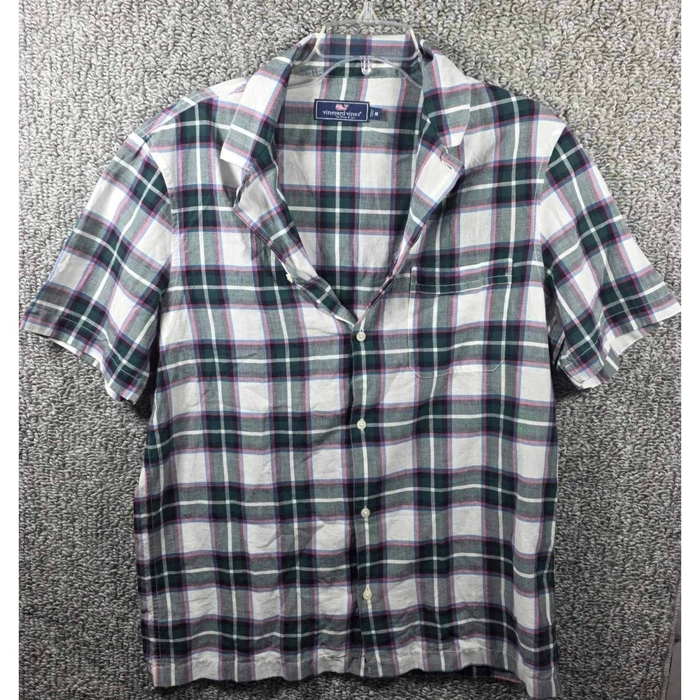 Vineyard Vines Button Down Shirt Multi Plaid Short Sleeve‎ - Mens Medium